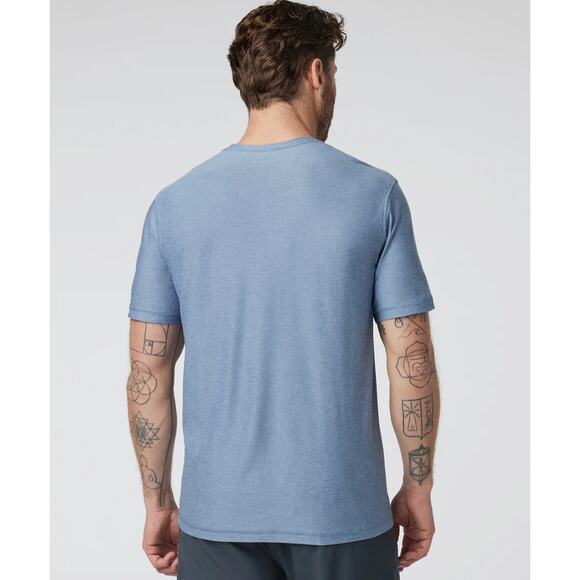 Vuori Men's Strato Tech Tee in Blue Heather - Picture 2 of 5
